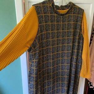 Retro style romper dress with long sleeve sweater